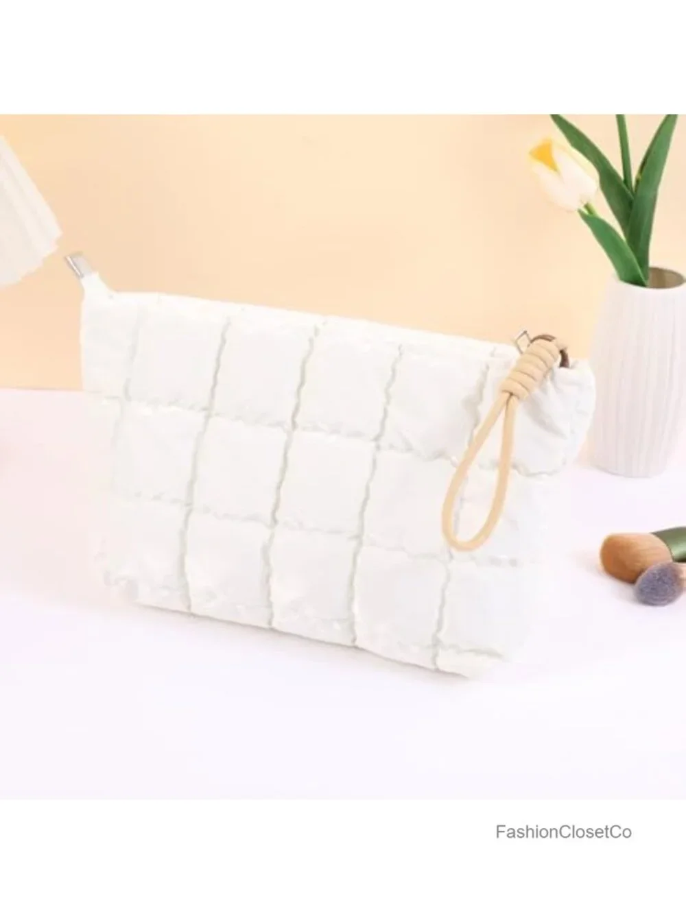 Puffer Quilted Makeup Bag Travel Cosmetic Pouch Toiletry Organizer